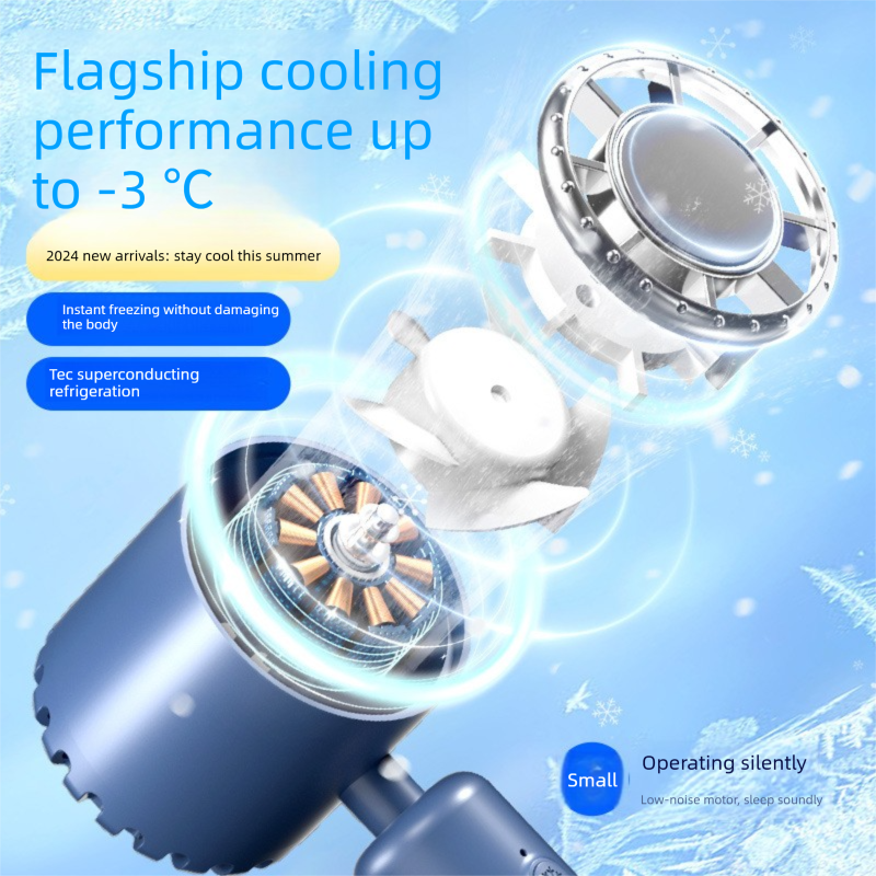 Khaki Portable Ice Cooling Handheld Fan USB Rechargeable 2000mAh Silent Battery Fan for Office and Outdoor Use Personal Cooling Solution for Local Professionals