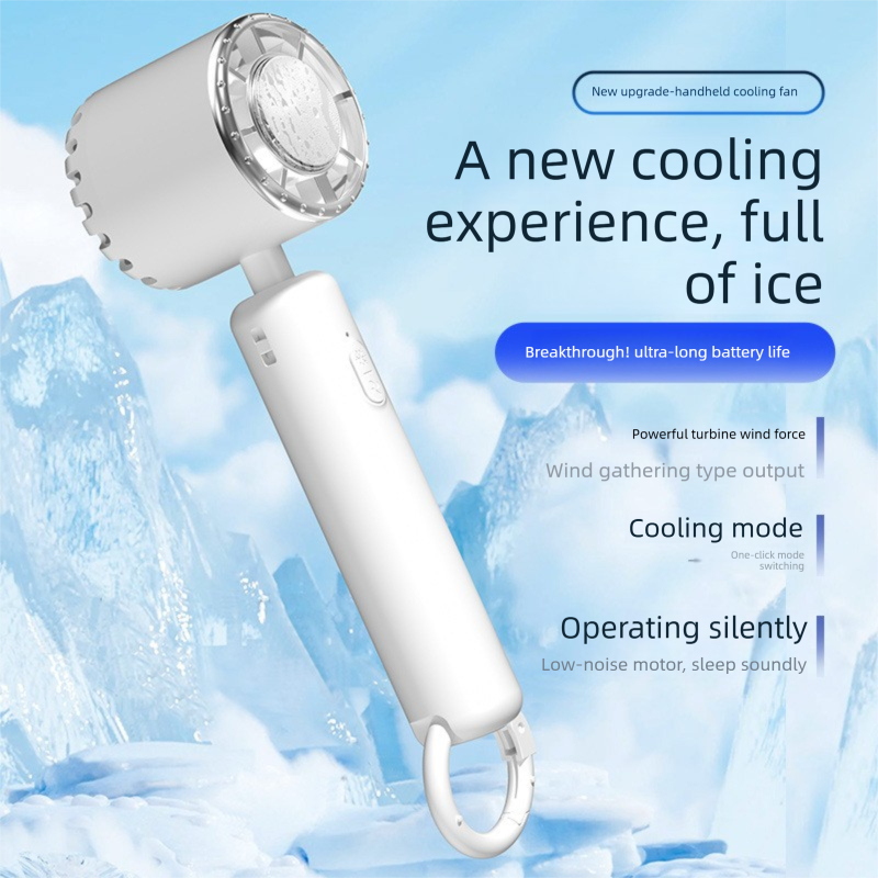 Grey Portable Ice Cooling Handheld Fan USB Rechargeable 2000mAh Silent Battery Fan for Office and Outdoor Use Personal Cooling Solution for Local Professionals