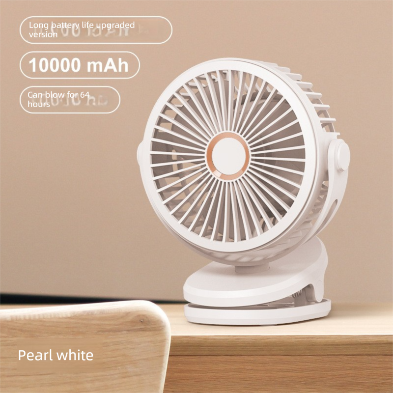 White 10000mAh Portable Clip on Fan with 720 Degree Rotation 4 Speeds for Stroller Kitchen Office Desk Quiet Rechargeable Cooling Solution for Local Homes