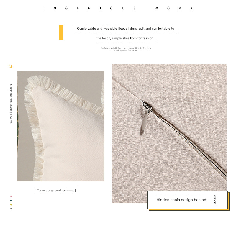 Beige 2 Pack Bohemian Tassel Pillowcases Soft Washed Cotton Cushion Covers for Living Room Sofa Elegant Decor Solution for Local Standard Home Environments