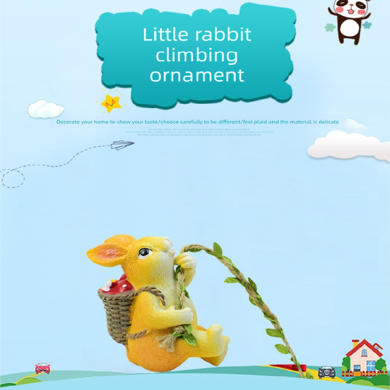 Weatherproof Resin Climbing Rabbit Figurine with Hanging Vine Rope for Garden Tree Decor Cute Animal Pendant for Local Standard Courtyard Spaces