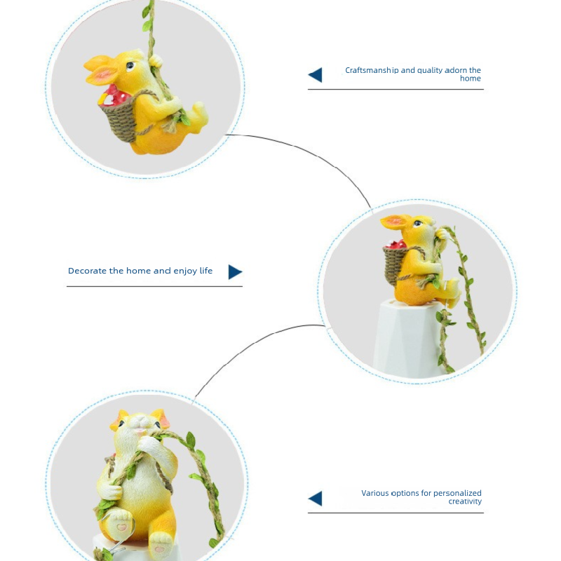 Weatherproof Resin Climbing Rabbit Figurine with Hanging Vine Rope for Garden Tree Decor Cute Animal Pendant for Local Standard Courtyard Spaces