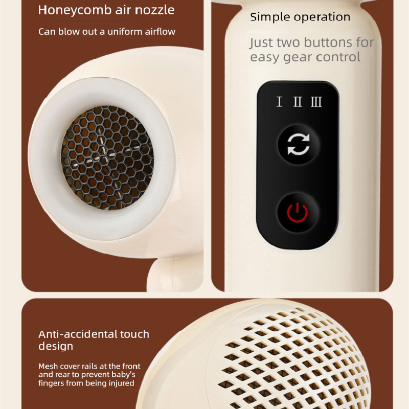 White Wireless Baby Hair Dryer with Constant Temperature and Negative Ion Technology for Gentle Hair and Skin Care, Ideal for Infants and Toddlers