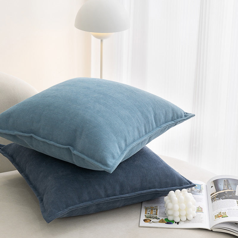 Hazy Blue Nordic Herringbone Chenille Pillowcases 2 Pack 45x45cm for Sofa and Bed Soft Decorative Cushion Covers No Inserts Included Local Standard Fit Home Styling
