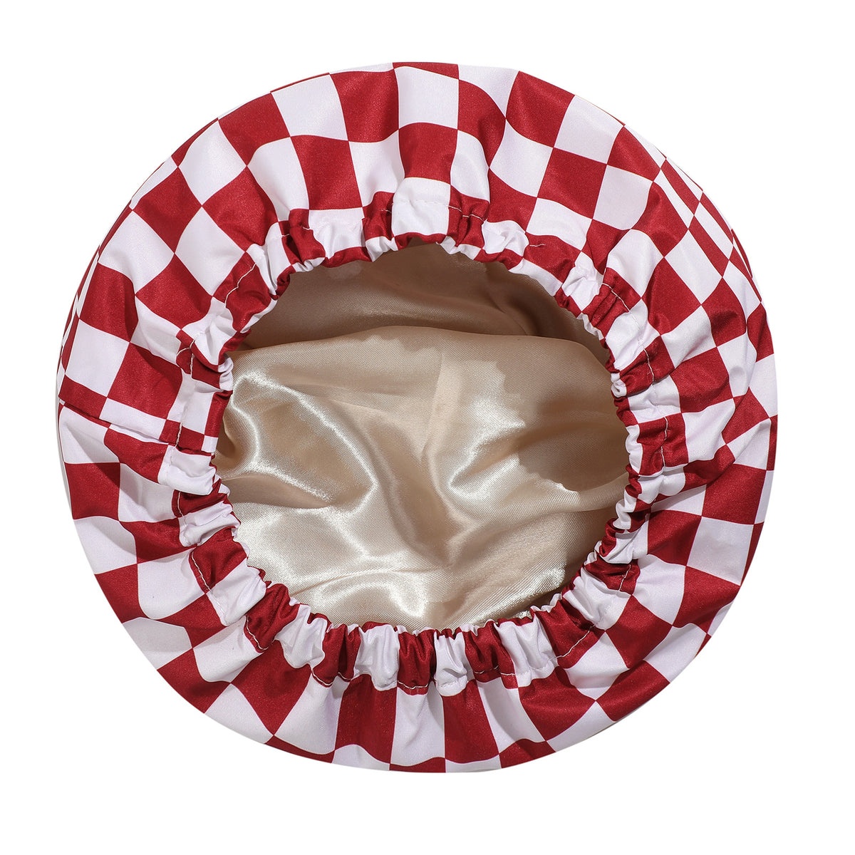 Burgundy tartan Premium Double-Layer Waterproof Shower Cap for Women Long Hair Protection Stylish Reusable Bath Hat for Professional Hair Care at Local Spas and Homes