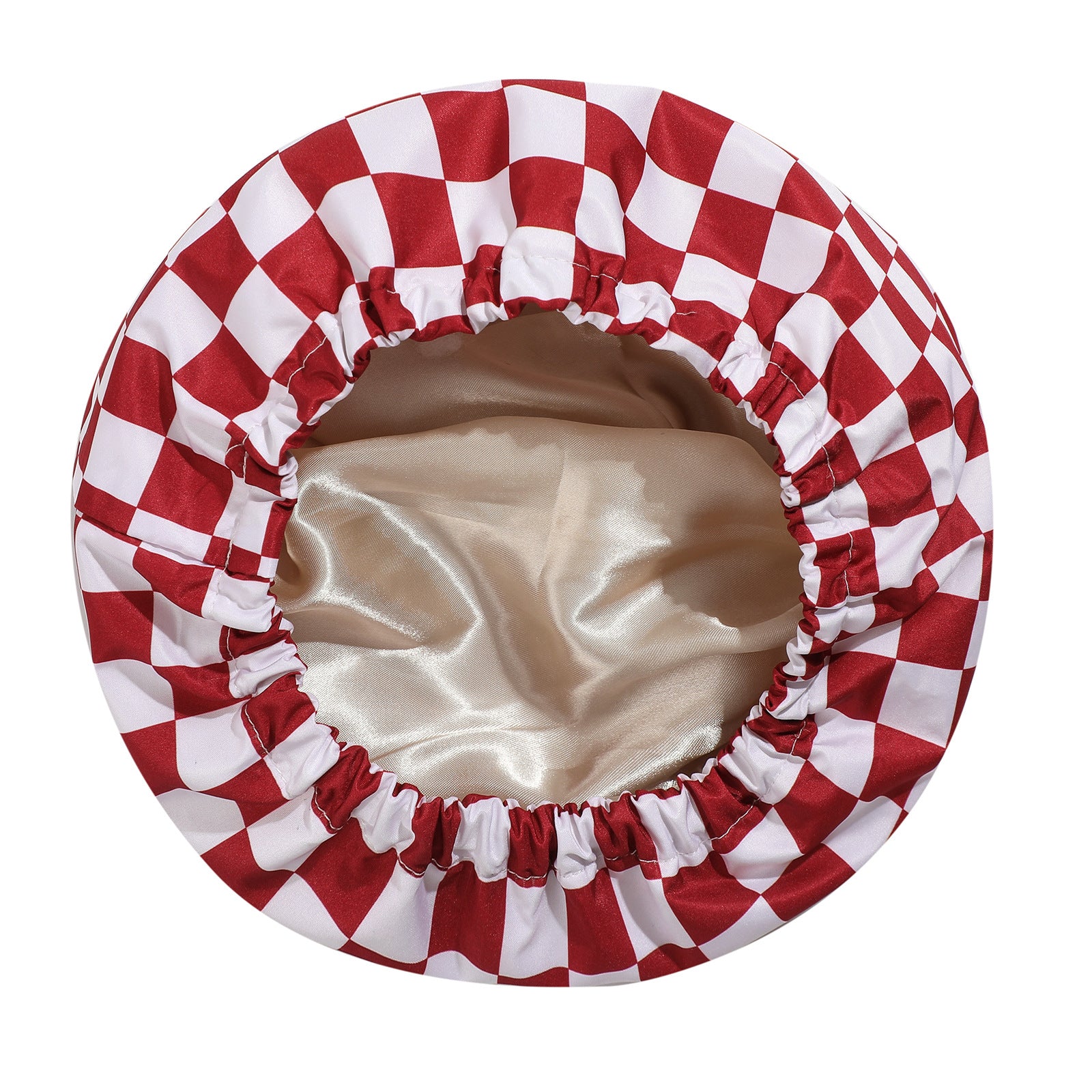 Burgundy tartan Premium Double-Layer Waterproof Shower Cap for Women Long Hair Protection Stylish Reusable Bath Hat for Professional Hair Care at Local Spas and Homes