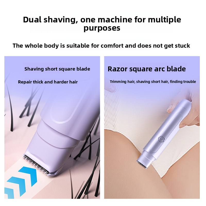 Purple Electric Hair Remover for Women Dual-Head Design Wireless Rechargeable Trimmer for Bikini and Full Body Painless Grooming for Local Professionals