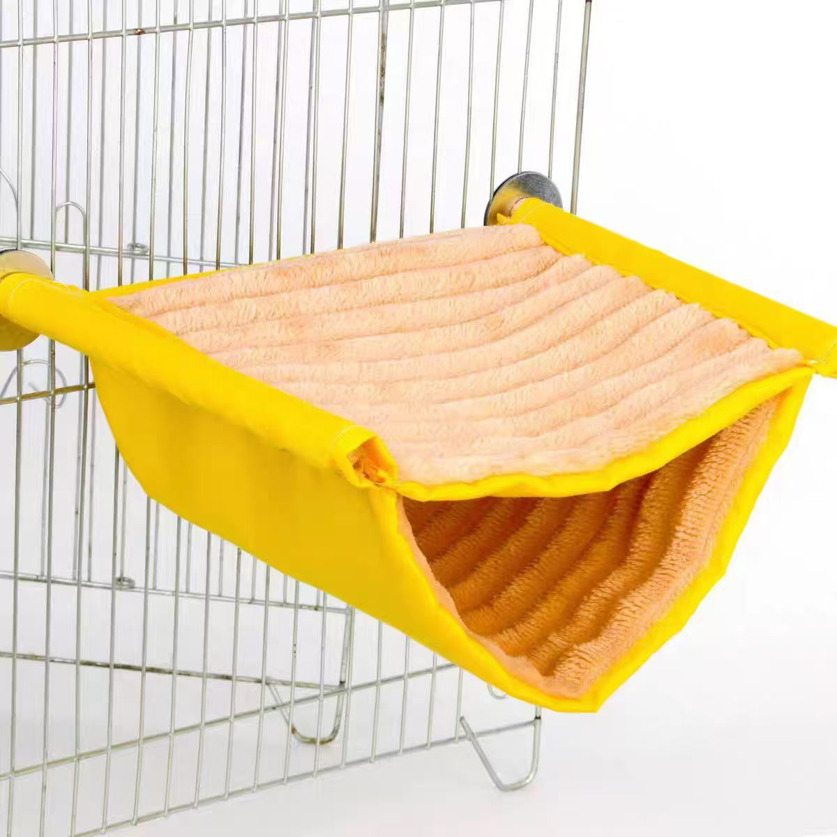2-Pack Yellow Bird Hammock Bed for Parrots, Budgies, and Small Pets – Warm, Soft, Washable Hanging Nest with Easy Installation for Cage or Window Use(Size: L)