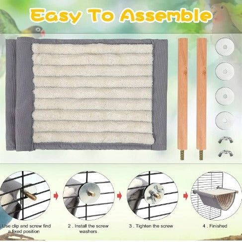 2-Pack White Bird Hammock Bed for Parrots, Budgies, and Small Pets – Warm, Soft, Washable Hanging Nest with Easy Installation for Cage or Window Use(Size: L)