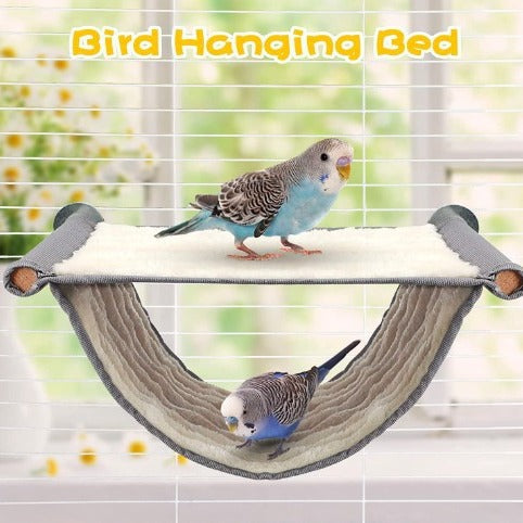 2-Pack Grey Bird Hammock Bed for Parrots, Budgies, and Small Pets – Warm, Soft, Washable Hanging Nest with Easy Installation for Cage or Window Use(Size: L)