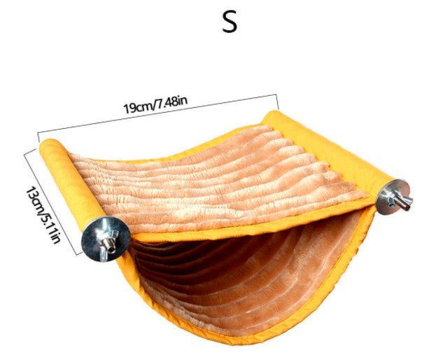 2-Pack Yellow Bird Hammock Bed for Parrots, Budgies, and Small Pets – Warm, Soft, Washable Hanging Nest with Easy Installation for Cage or Window Use(Size: S)