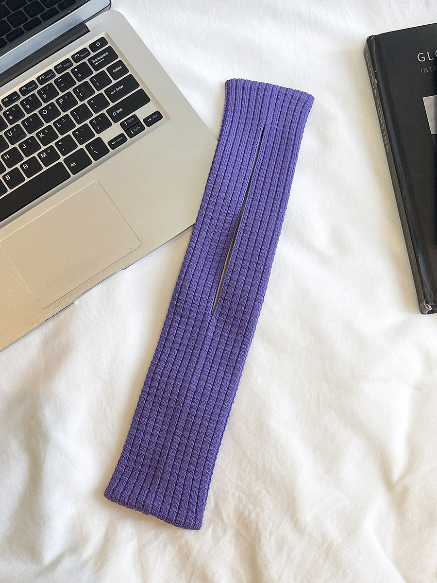 Purple High-Elastic Knit Short Phone Sling Bag – Compact Streetwear Accessory for iPhone, Minimalist Single Shoulder Carry with Stretchy Ribbed Design