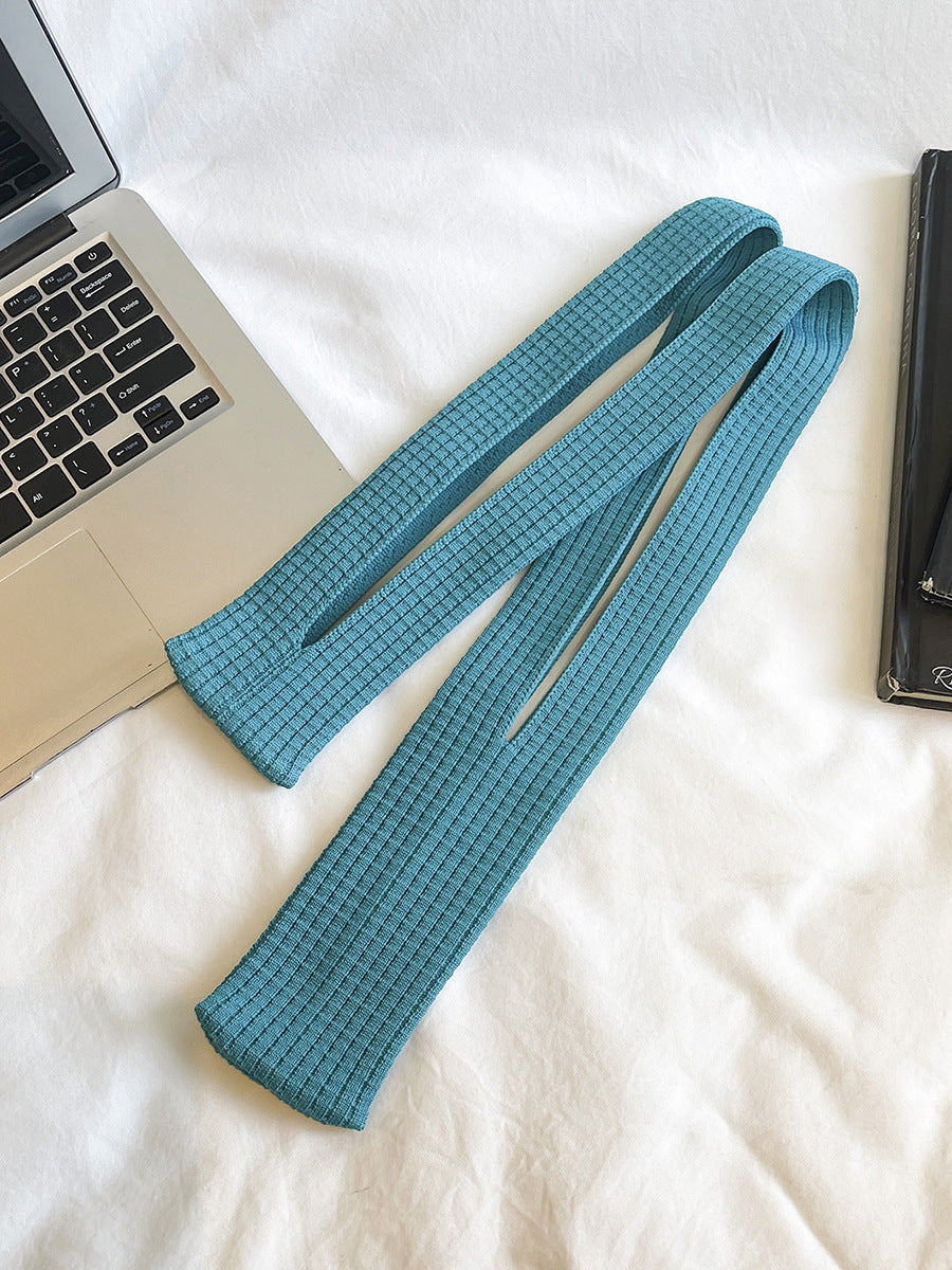 Cyan High-Elastic Knit Long Phone Sling Bag – Adjustable Crossbody Streetwear Accessory for iPhone with Stretchy Ribbed Design