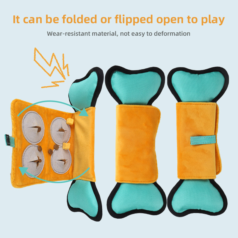 Interactive Dog Toy with Sound & Food Hiding Pockets – Foldable Plush Puzzle for Mental Stimulation, Slow Feeding and Playtime Fun