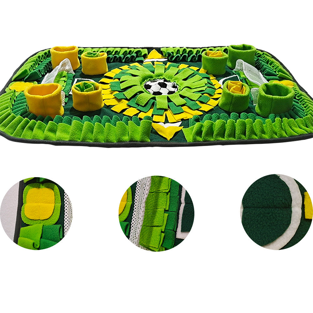 Interactive Dog & Cat Snuffle Mat – Football Field Design Puzzle Feeding Mat for Mental Stimulation, Slow Feeding, and Anxiety Relief