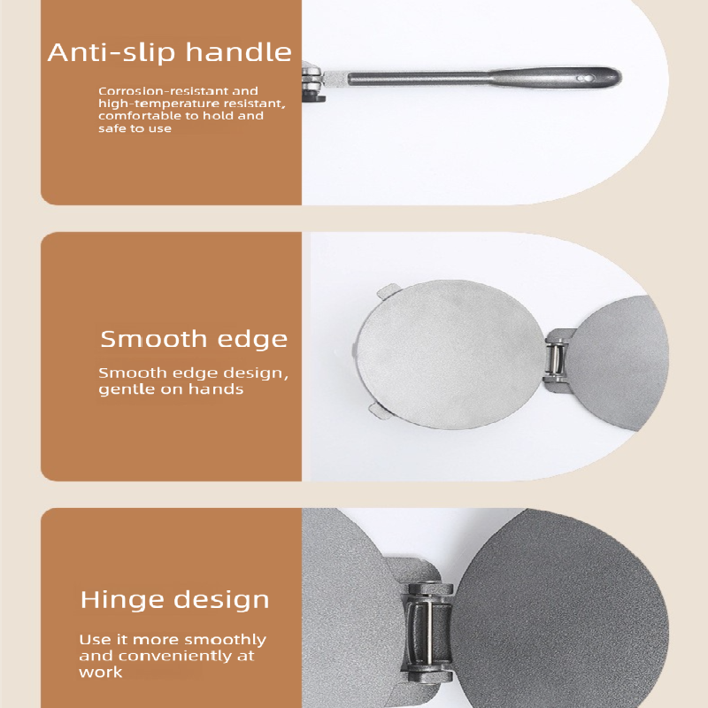 Silver Manual Dough Press – Aluminum Alloy Cake & Tortilla Press for Homemade Baking and Cooking(16cm)