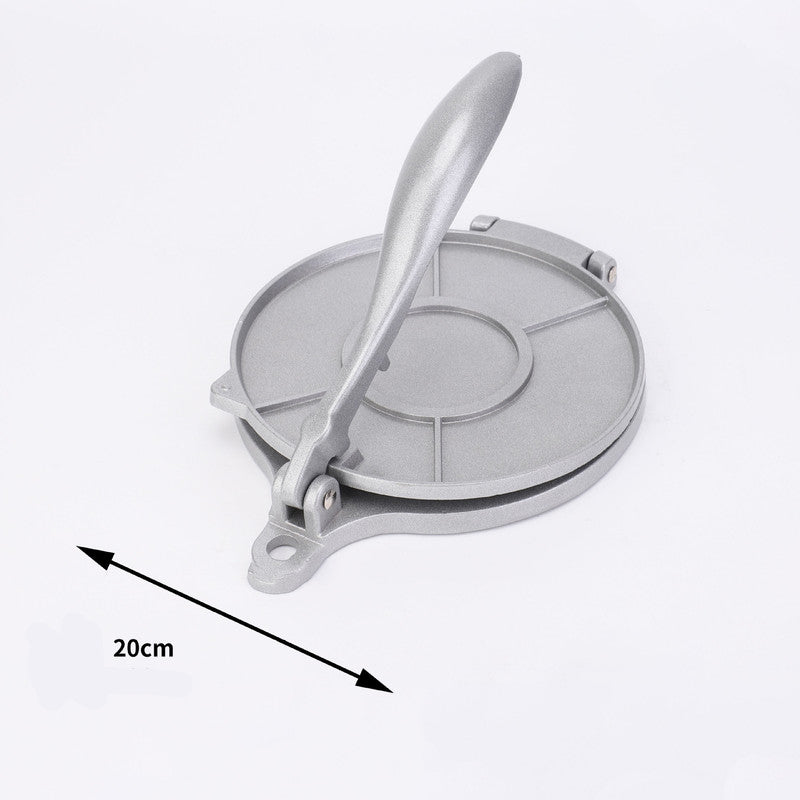 Silver Manual Dough Press – Aluminum Alloy Cake &amp; Tortilla Press for Homemade Baking and Cooking(20cm)