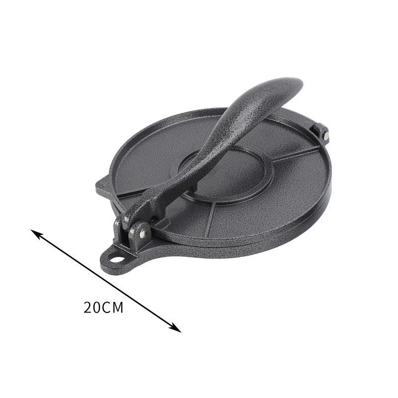 Black Manual Dough Press – Aluminum Alloy Cake &amp; Tortilla Press for Homemade Baking and Cooking(20cm)