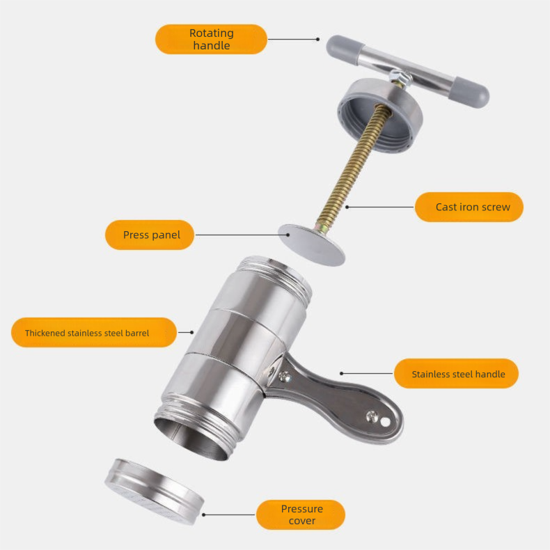 Manual Stainless Steel Noodle Maker with Interchangeable Dies for Homemade Egg Noodles Flatbread and Dumpling Wrappers – Compact Kitchen Tool(Two molds)