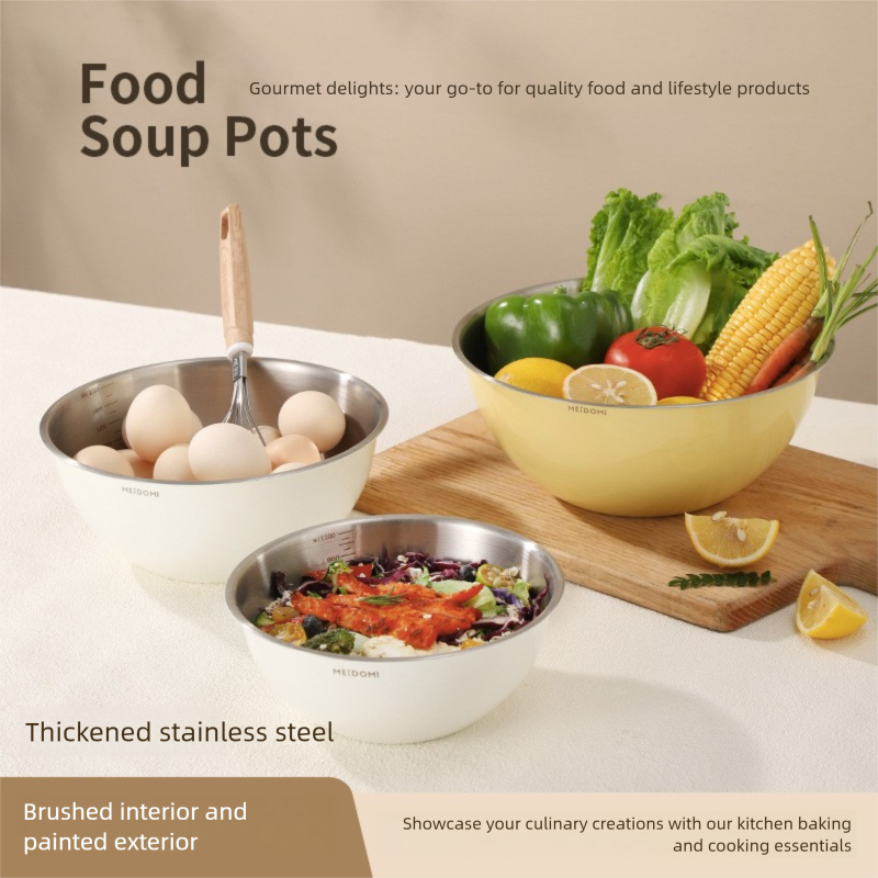 Yellow Stainless Steel Mixing Bowl Set with Colander – Double-Layer Kitchen Basin for Salad, Washing, Mixing & Baking