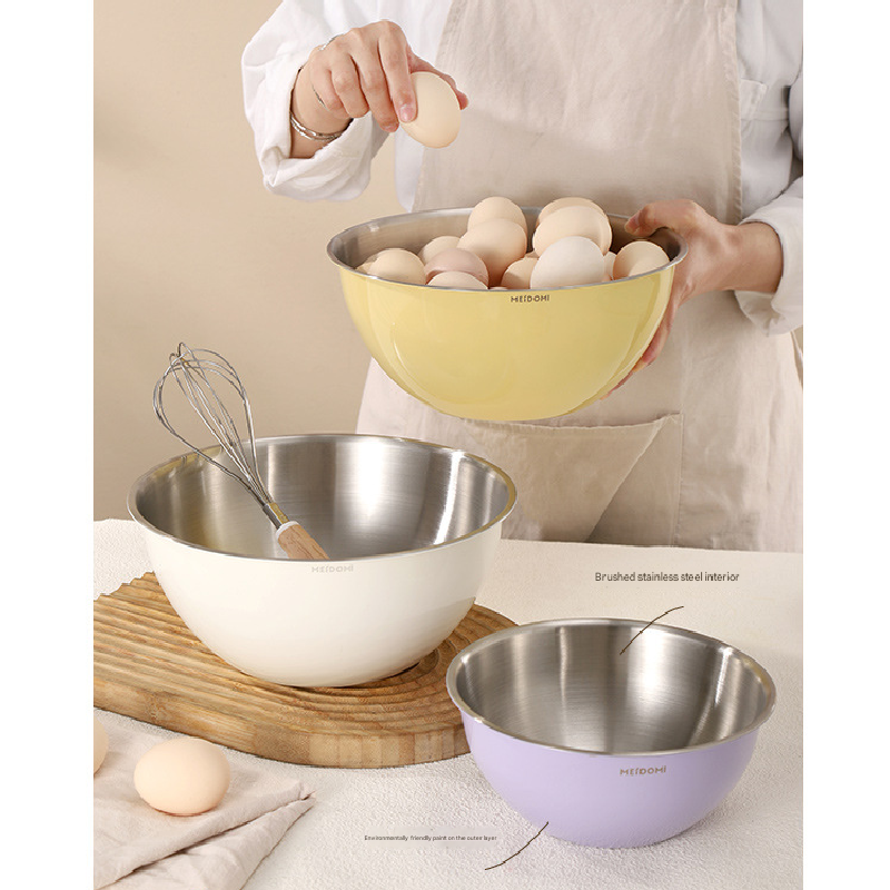 Yellow Stainless Steel Mixing Bowl Set with Colander – Double-Layer Kitchen Basin for Salad, Washing, Mixing & Baking