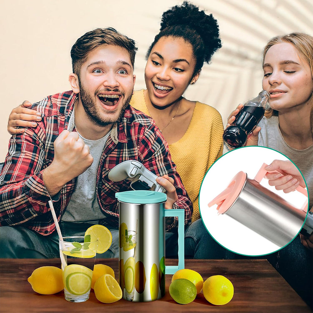 Blue 1.8L Stainless Steel Cold Water Pitcher – Large Capacity Jug for Coffee, Juice, and Beverages in Modern Kitchens