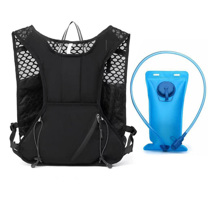 Black Lightweight Hydration Backpack with 2L Water Bladder Compartment – Ideal for Running, Cycling, Hiking, and Outdoor Activities