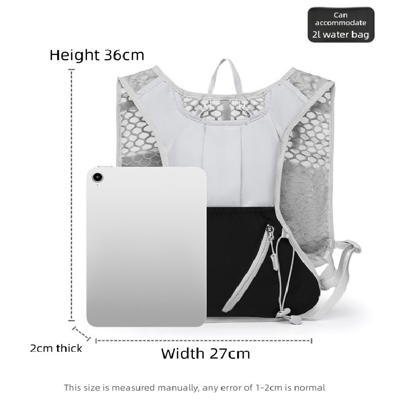 White and blue Lightweight Hydration Backpack with 2L Water Bladder Compartment – Ideal for Running, Cycling, Hiking, and Outdoor Activities