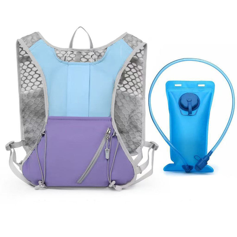 Blue and purple Lightweight Hydration Backpack with 2L Water Bladder Compartment – Ideal for Running, Cycling, Hiking, and Outdoor Activities