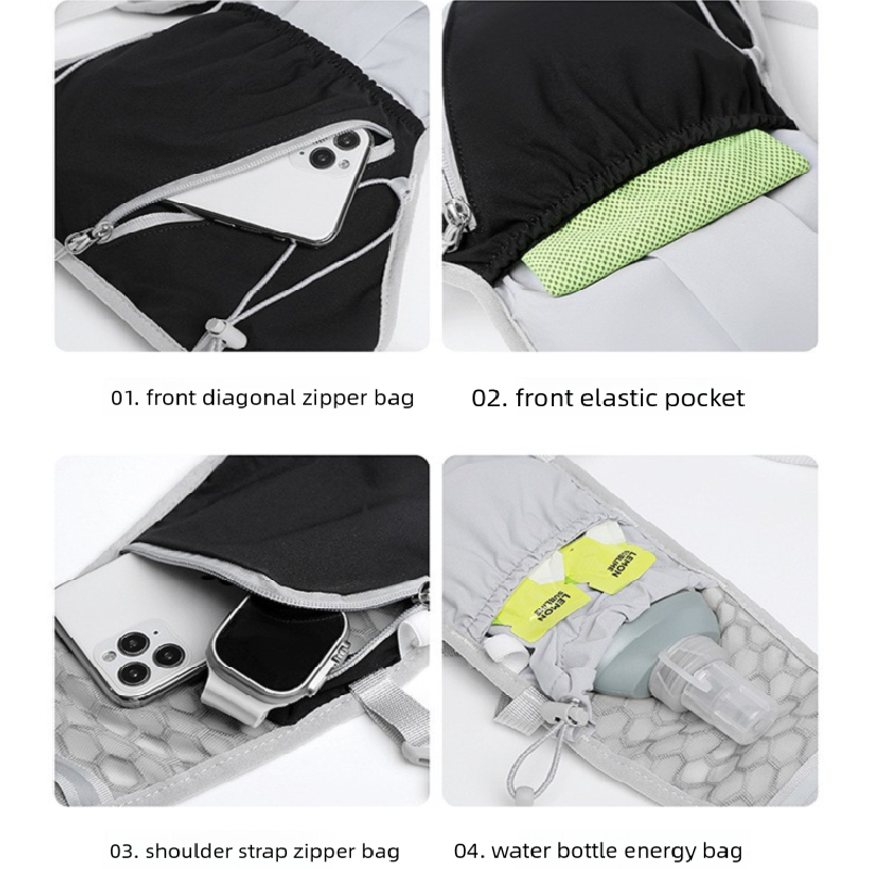 White and black Lightweight Hydration Backpack with 2L Water Bladder Compartment – Ideal for Running, Cycling, Hiking, and Outdoor Activities