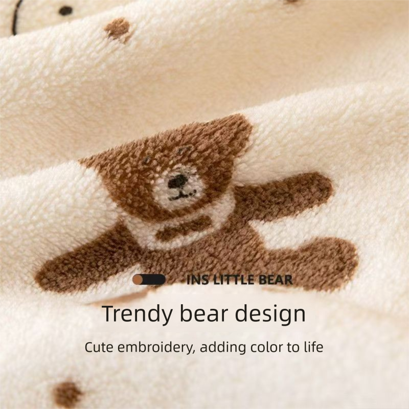 5-Pack Purple Soft Absorbent Face Towels with Bear Pattern Design – Quick-Drying Plush Towel Set for Bath and Daily Use