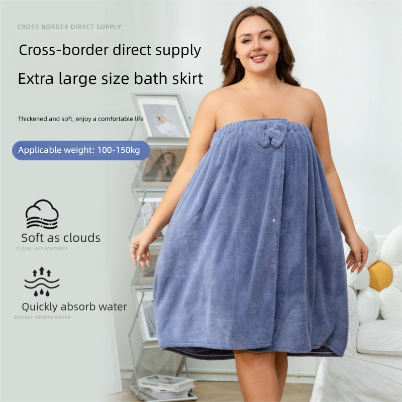 Pink Plus Size Bath Wrap Dress with Adjustable Elastic Waist and Bow Detail – Soft Absorbent Towel Robe for Post-Shower Comfort