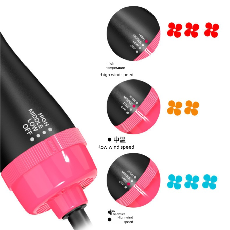 Purple 1000W Professional Hot Air Brush with 3-Temperature & 2-Speed Control – Dual Voltage Hair Styler for Smooth, Voluminous Blowouts