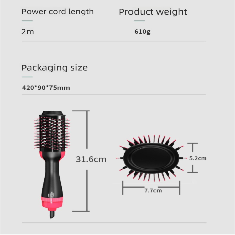Purple 1000W Professional Hot Air Brush with 3-Temperature & 2-Speed Control – Dual Voltage Hair Styler for Smooth, Voluminous Blowouts