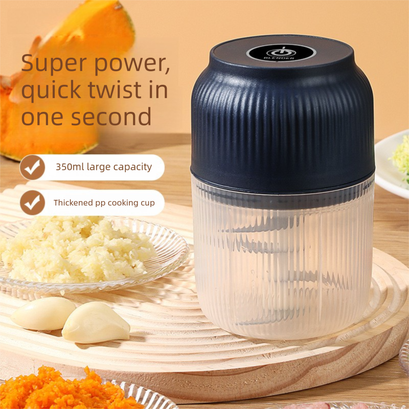 3-blade cutter head White Wireless Electric Garlic Chopper 300ml Portable Mini Food Processor USB Rechargeable for Baby Food and Dipping Sauce Essential Local Kitchen Tool