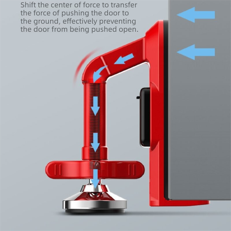 Red Portable Door Stopper Security Lock Heavy-Duty Alloy Construction for Solo Travelers and Home Safety Reliable Anti-Theft Solution for Local Use