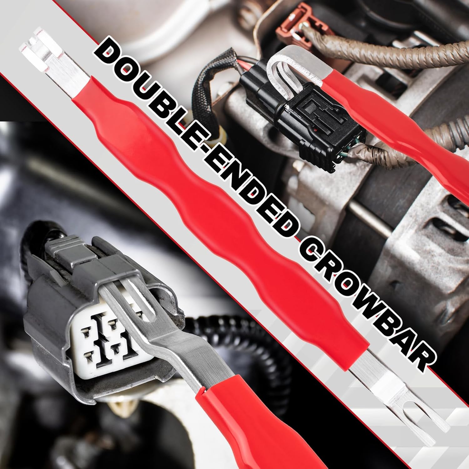 Black 3 Piece Automotive Wire Connector Removal Tool Set with Straight Bent and Dual End Pliers for Electrical Harness Disassembly