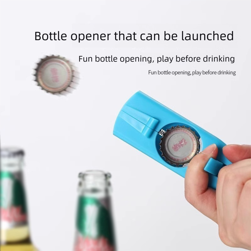 2-Pack Black and grey Fun Bottle Opener with Cap Ejection Mechanism – Compact ABS Bottle Opener for Beer and Soda Bottles, Ideal for Parties and Everyday Use