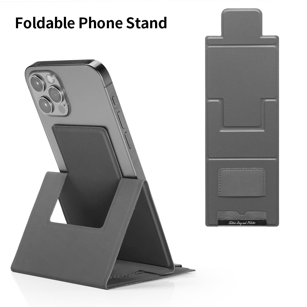 2-PCS Black Portable Foldable Phone Stand with Card Holder – Compact Desktop Mobile Phone Holder for Home, Office, and Travel Use