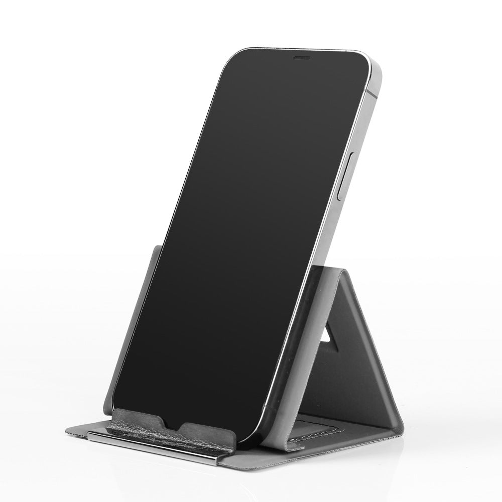 2-PCS Black Portable Foldable Phone Stand with Card Holder – Compact Desktop Mobile Phone Holder for Home, Office, and Travel Use
