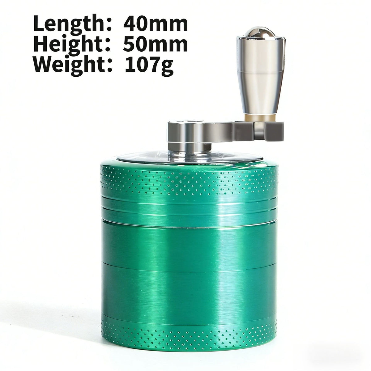 Green 40mm Zinc Alloy 4-Layer Hand-Crank Grinder – Compact Metal Spice &amp; Herb Crusher with Stainless Steel Teeth, Filter Mesh, and Portable Design