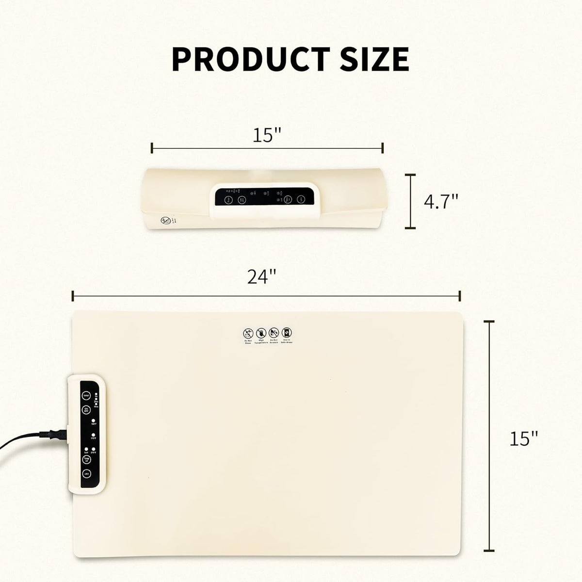 White 24-Inch Electric Warming Tray with 3-Temperature Settings – Graphene Heating Mat for Keeping Food Warm, Thawing Meat, Dough Fermentation, and Facial Mask Warming