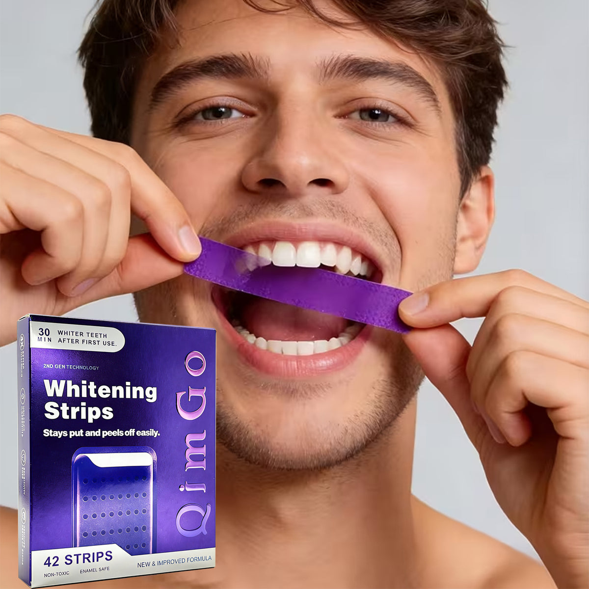 7 Pairs Purple Teeth Whitening Strips – Stain-Removing Film for Brighter Smile, Non-Toxic and Enamel Safe