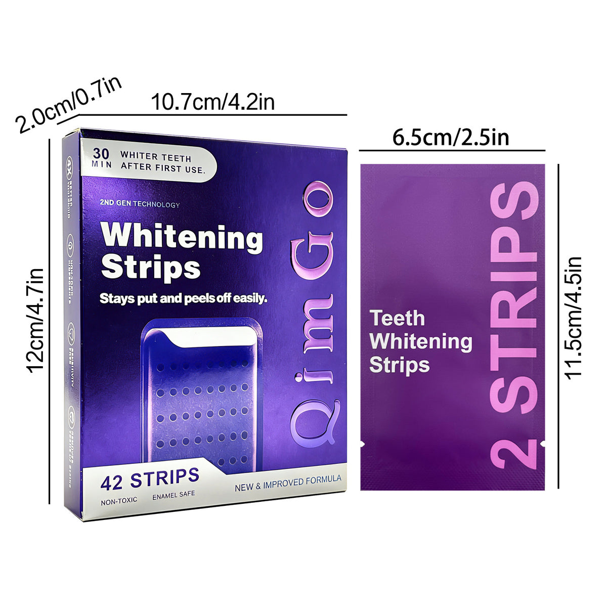 21 Pairs Purple Teeth Whitening Strips – Stain-Removing Film for Brighter Smile, Non-Toxic and Enamel Safe