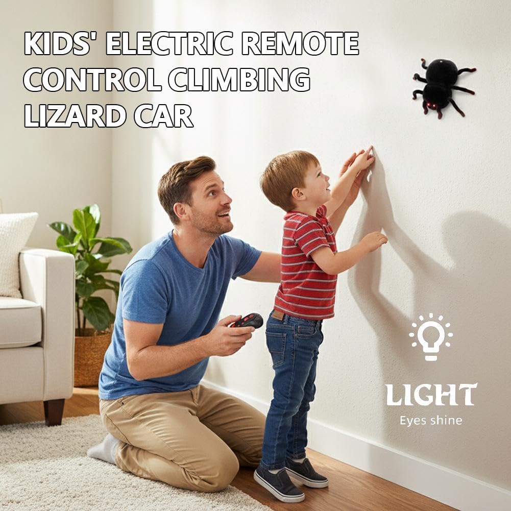 RC Wall Climbing Spider Toy Realistic Fuzzy Tarantula Anti-Gravity Remote Control Prank Bug with LED Eyes Rechargeable Gift for Kids