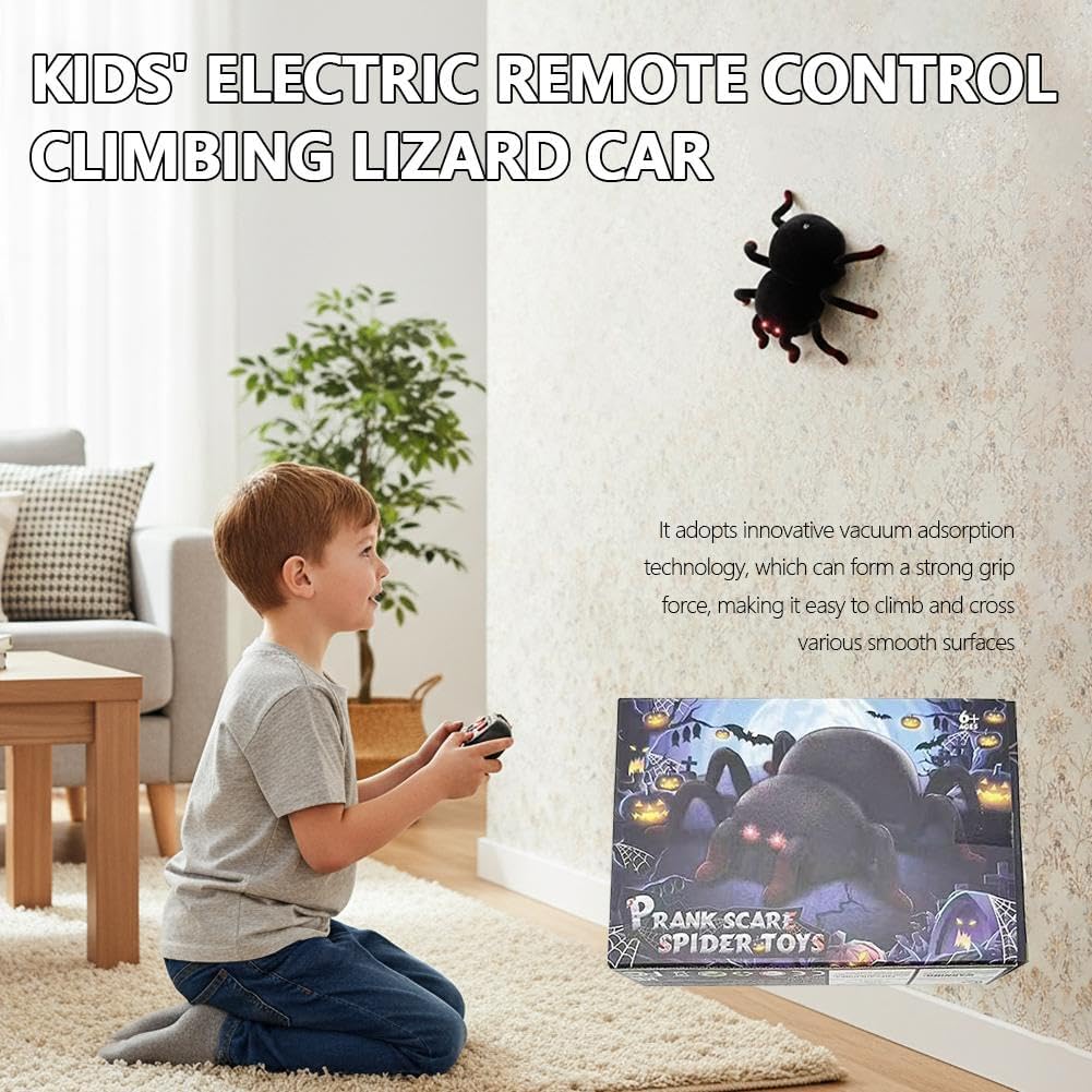 RC Wall Climbing Spider Toy Realistic Fuzzy Tarantula Anti-Gravity Remote Control Prank Bug with LED Eyes Rechargeable Gift for Kids