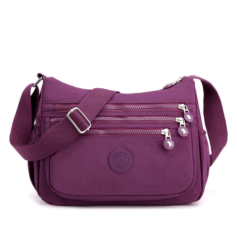 Women's Lightweight Nylon Crossbody Bag Waterproof Multi Pocket Shoulder Purse Travel Messenger Purple