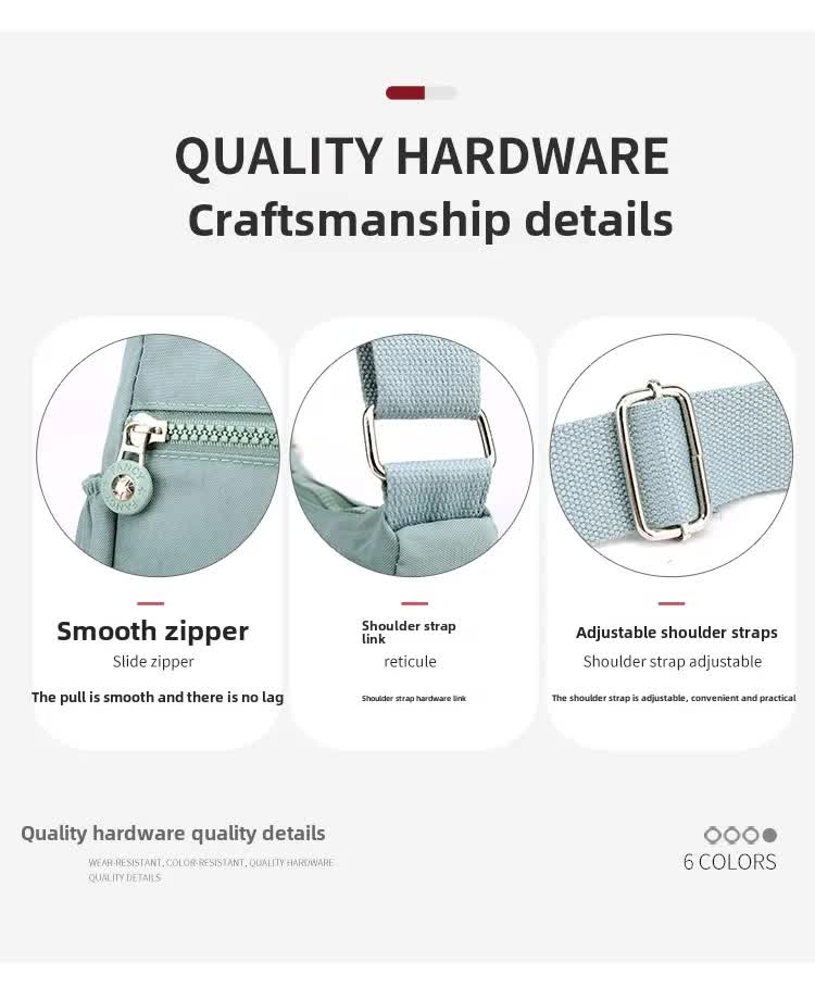 Women's Lightweight Nylon Crossbody Bag Waterproof Multi Pocket Shoulder Purse Travel Messenger Purple