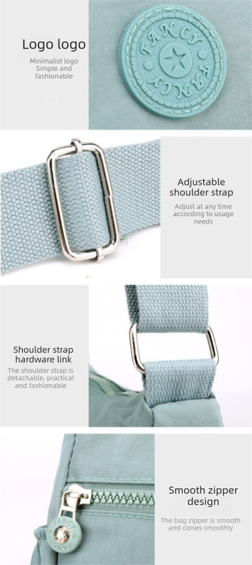 Women's Lightweight Nylon Crossbody Bag Waterproof Multi Pocket Shoulder Purse Travel Messenger Grey