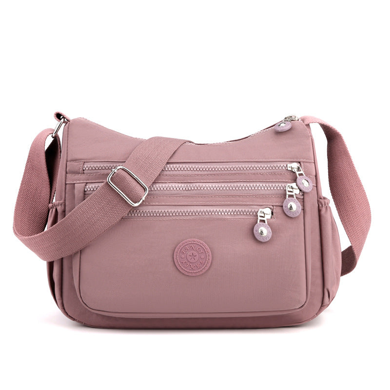 Women's Lightweight Nylon Crossbody Bag Waterproof Multi Pocket Shoulder Purse Travel Messenger Pink